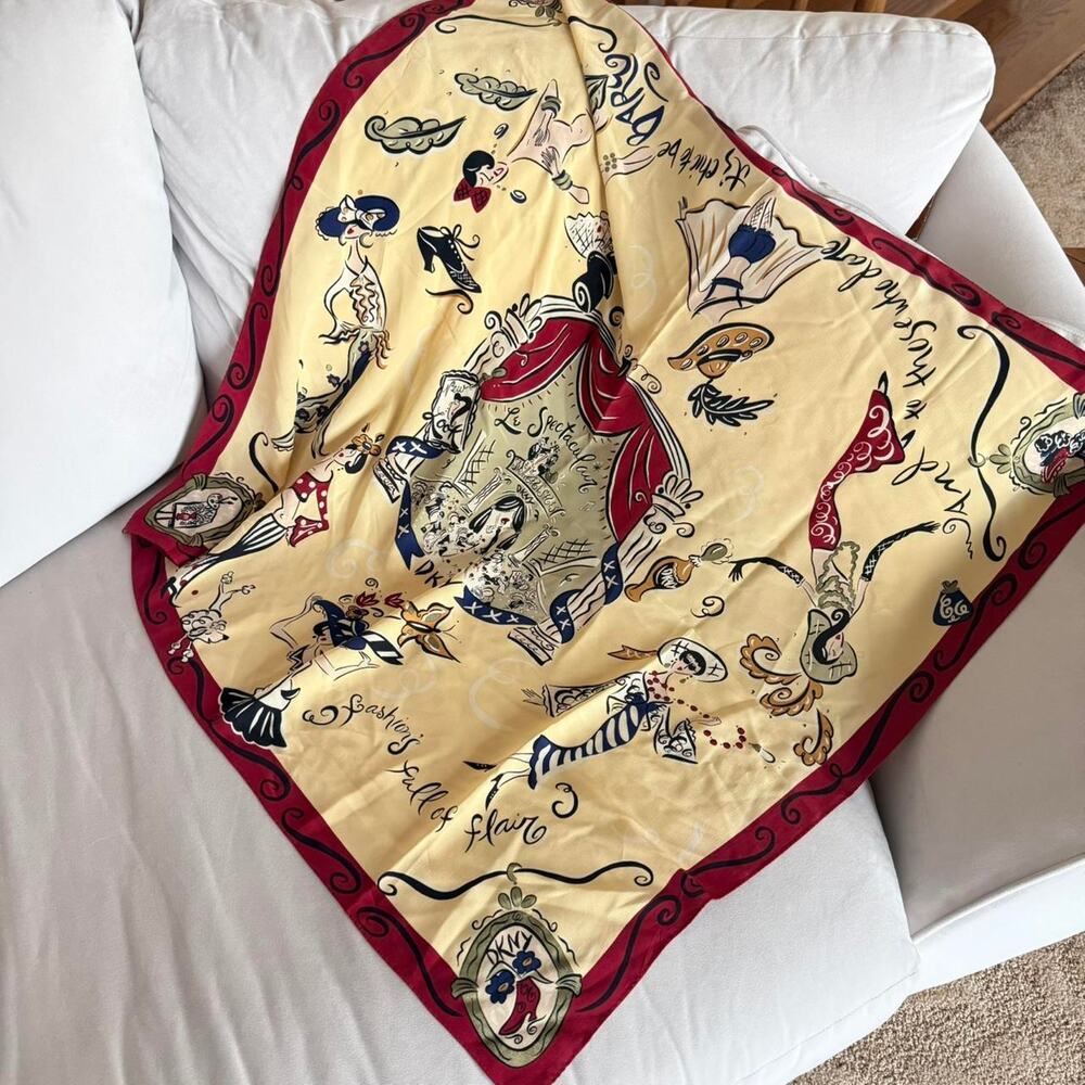 VTG DKNY Retro Spring Fashion Silk Square Scarf 35"